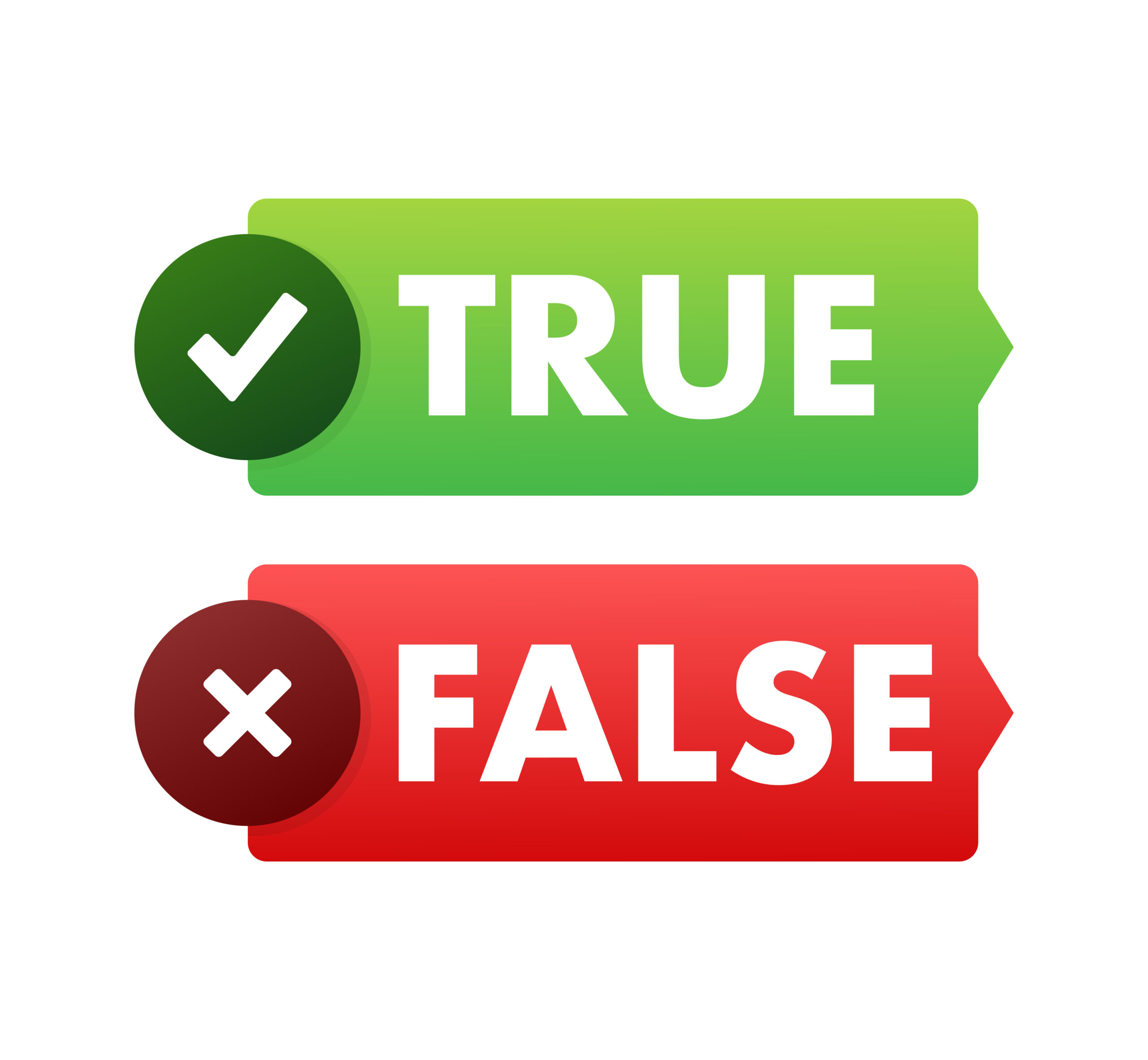 True and false. Check mark and cross. Vector stock illustration